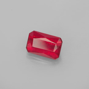 Rubi vermelho natural 1,11ct, corte esmeralda, SI
