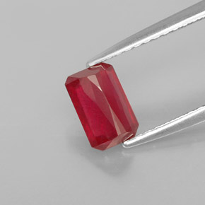 Rubi vermelho natural 1,11ct, corte esmeralda, SI