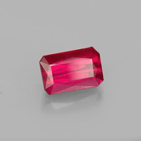 Rubi vermelho natural 1,39ct, corte esmeralda, SI