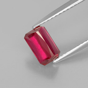 Rubi vermelho natural 1,39ct, corte esmeralda, SI