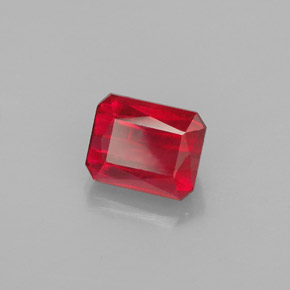 Rubi vermelho natural 1,54ct, corte esmeralda, VS-SI