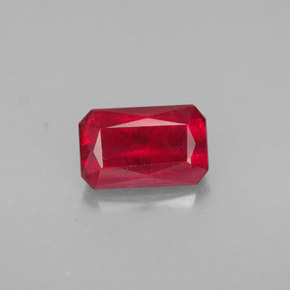 Rubi vermelho natural 1,66ct, corte esmeralda, SI