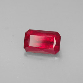 Rubi vermelho natural 1,66ct, corte esmeralda, SI