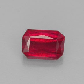 Rubi vermelho natural 1,67ct, corte esmeralda, SI