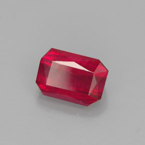 Rubi vermelho natural 1,67ct, corte esmeralda, SI