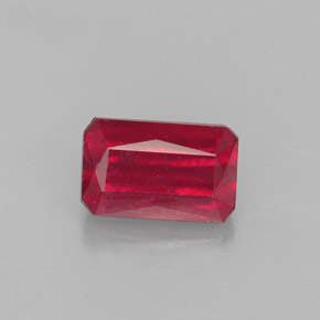 Rubi vermelho natural 1,31ct, corte esmeralda, SI