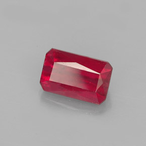 Rubi vermelho natural 1,31ct, corte esmeralda, SI
