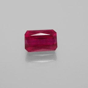 Rubi vermelho natural 1,11ct, corte esmeralda, VS-SI