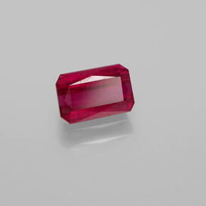 Rubi vermelho natural 1,11ct, corte esmeralda, VS-SI