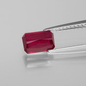 Rubi vermelho natural 1,11ct, corte esmeralda, VS-SI