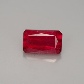 Rubi vermelho natural 1,39ct, corte esmeralda, VS-SI
