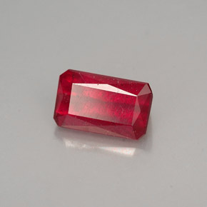 Rubi vermelho natural 1,39ct, corte esmeralda, VS-SI