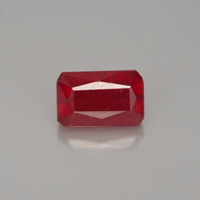 Rubi vermelho natural 1,31ct, corte esmeralda, VS-SI