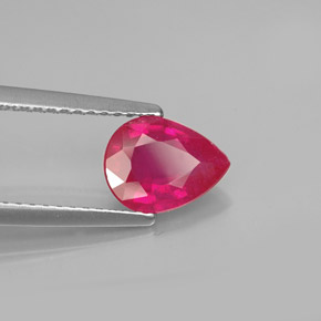 Rubi vermelho natural 1,63ct, formato de pêra, VS-SI