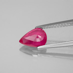 Rubi vermelho natural 1,55ct, formato de pêra, VS-SI