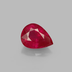 Rubi vermelho natural 1,57ct, formato de pêra, SI
