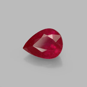 Rubi vermelho natural 1,57ct, formato de pêra, SI