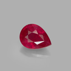 Rubi vermelho natural 1,58ct, formato de pêra, SI