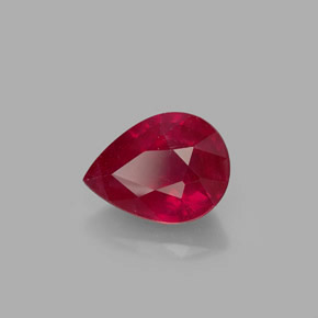 Rubi vermelho natural 1,58ct, formato de pêra, SI