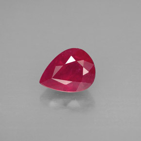 Rubi vermelho natural 1,60ct, formato de pêra, SI