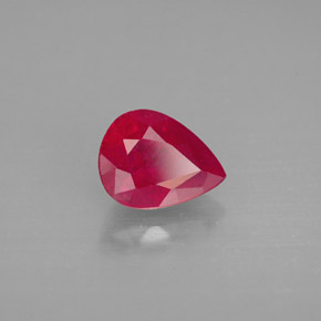 Rubi vermelho natural 1,60ct, formato de pêra, SI