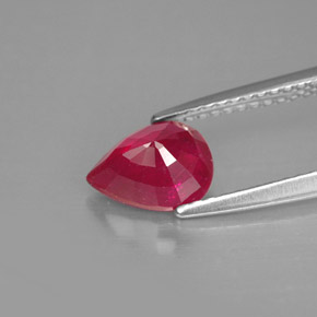Rubi vermelho natural 1,60ct, formato de pêra, SI