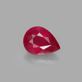 Rubi vermelho natural 1,54ct, formato de pêra, SI