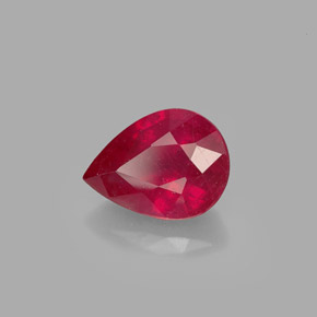 Rubi vermelho natural 1,54ct, formato de pêra, SI
