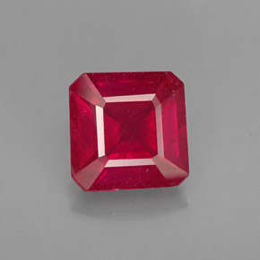 Rubi vermelho natural 1,65ct, corte esmeralda, VS-SI