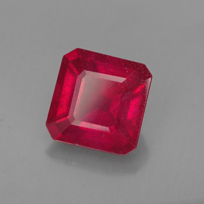 Rubi vermelho natural 1,65ct, corte esmeralda, VS-SI