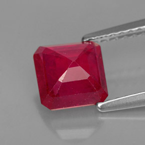 Rubi vermelho natural 1,65ct, corte esmeralda, VS-SI