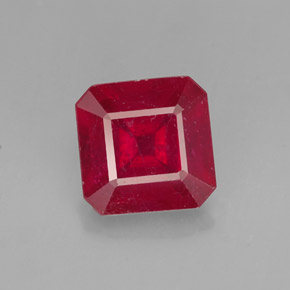 Rubi vermelho natural 1,59ct, corte esmeralda, VS-SI