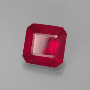Rubi vermelho natural 1,59ct, corte esmeralda, VS-SI