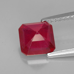 Rubi vermelho natural 1,59ct, corte esmeralda, VS-SI