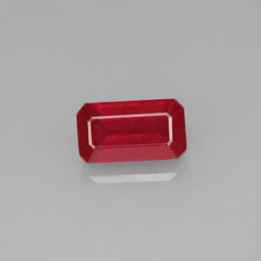 Rubi vermelho natural 1,12ct, corte esmeralda, VS-SI
