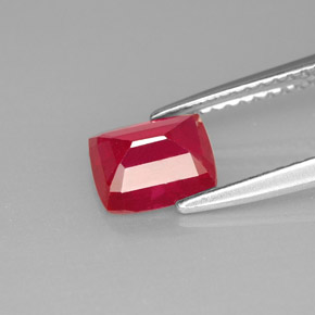 Rubi vermelho natural 1,42ct, almofada cortada, VS-SI