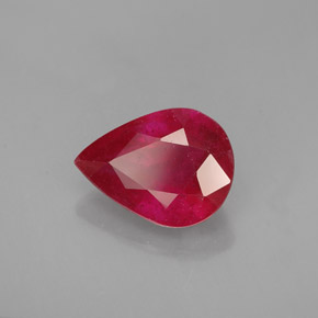 Rubi vermelho natural 1,93ct, formato de pêra, SI