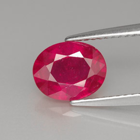 Rubi vermelho natural 1,93ct, corte oval, SI