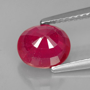 Rubi vermelho natural 1,86ct, corte oval, SI