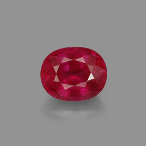 Rubi vermelho natural 1,96ct, corte oval, SI