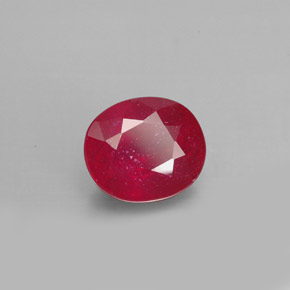 Rubi vermelho natural 1,90ct, corte oval, SI