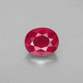 Rubi vermelho natural 1,70ct, corte oval, SI