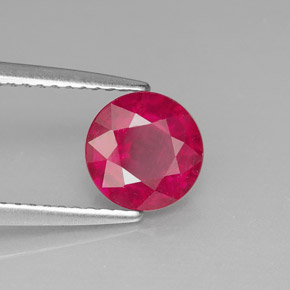 Rubi vermelho natural 1,63ct, corte redondo, SI