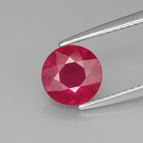 Rubi vermelho natural 1,74ct, corte redondo, SI