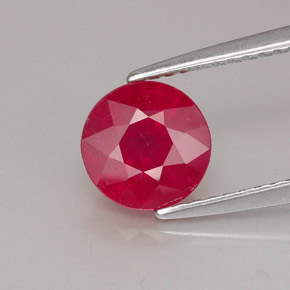 Rubi vermelho natural 1,93ct, corte redondo, SI
