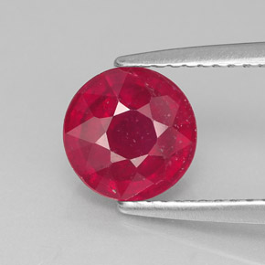 Rubi vermelho natural 1,90ct, corte redondo, SI-I1