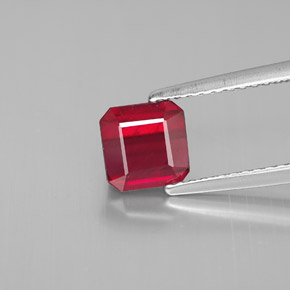 Rubi vermelho natural 1,49ct, corte esmeralda, SI