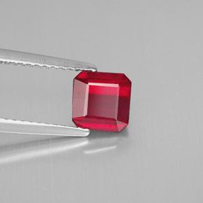 Rubi vermelho natural 1,49ct, corte esmeralda, SI