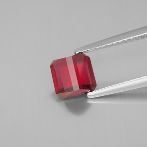 Rubi vermelho natural 1,49ct, corte esmeralda, SI