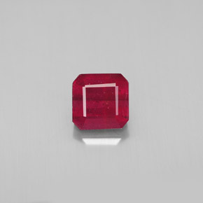 Rubi vermelho natural 1,74ct, corte esmeralda, SI